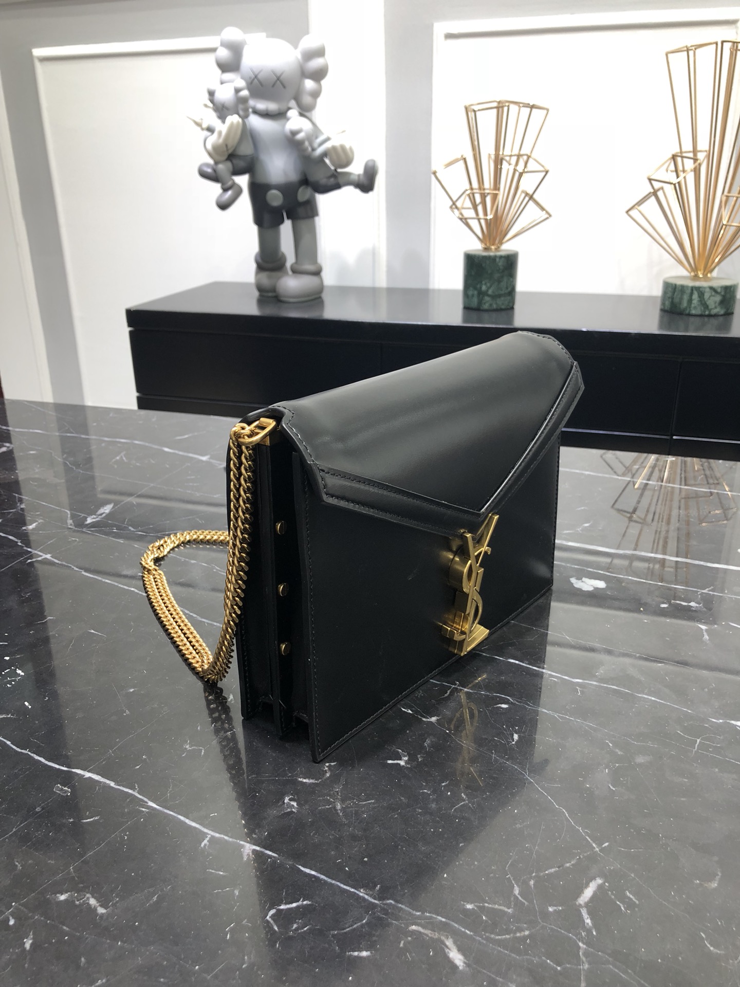 Saint Laurent Cassandera Medium Calfskin Shoulder Bag Black 532750